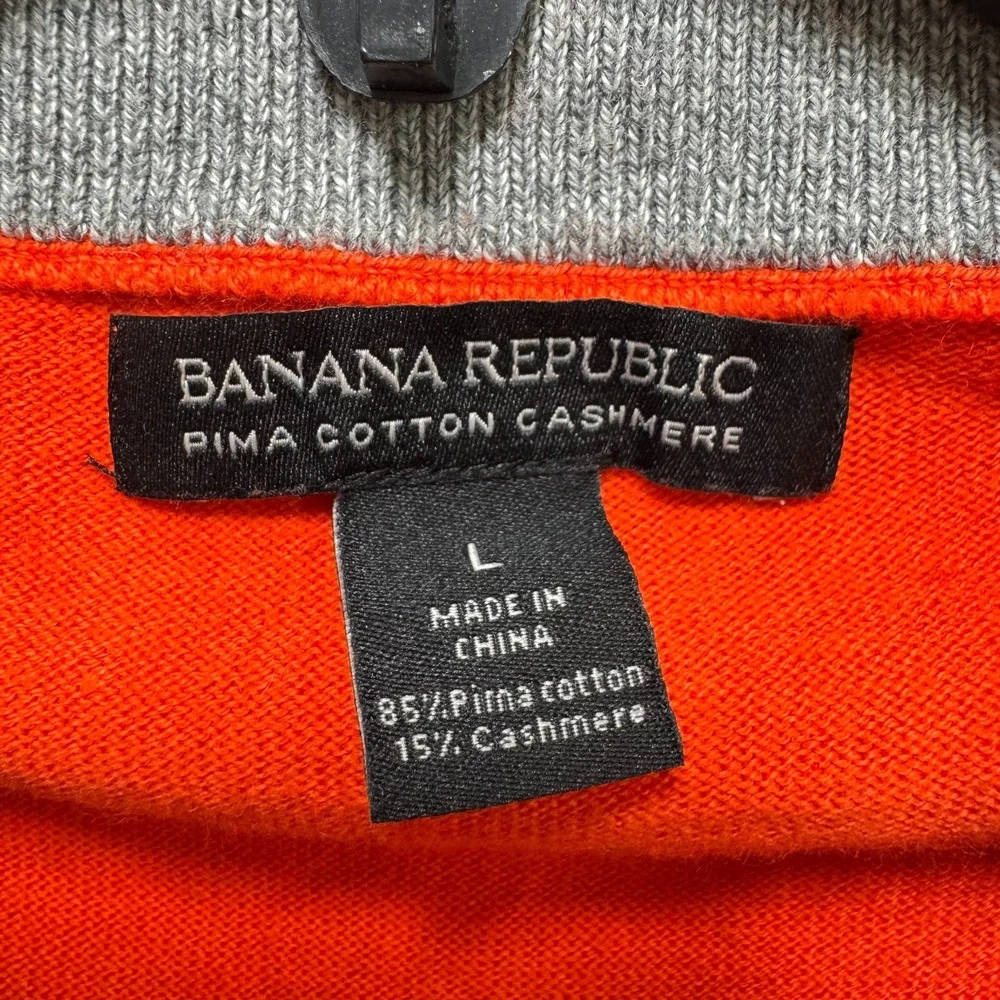 Banana Republic Pima Cotton Cashmere 3/4 Zip Sweater Business Casual Men L Coral